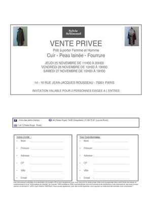 Invitation vente privée Sylvie Schimmel