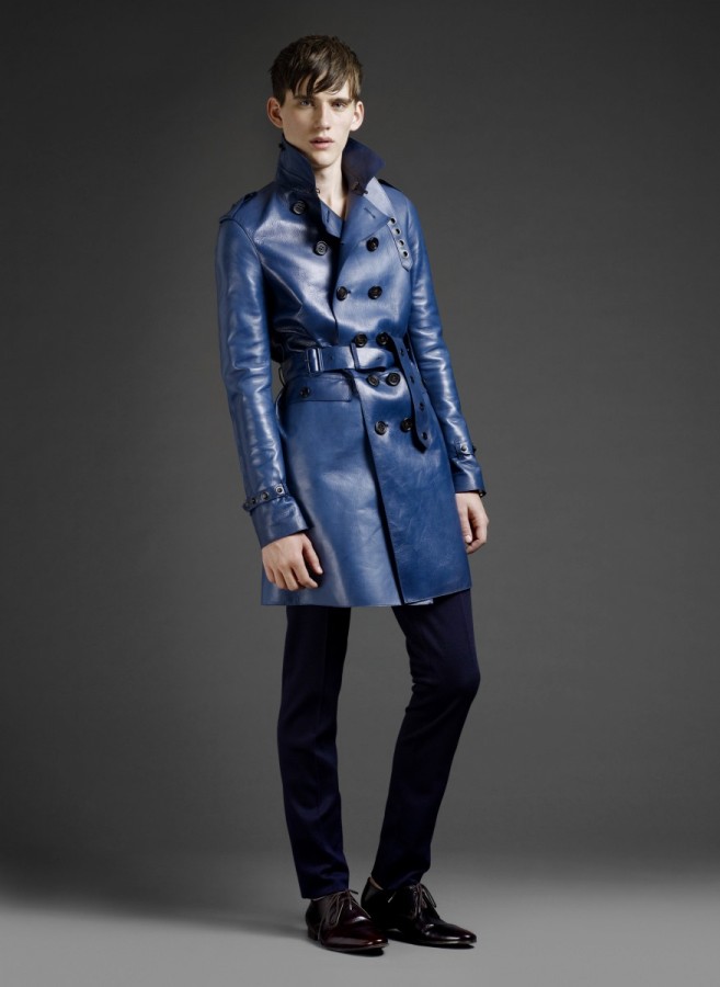 Trench Burberry Prorsum en cuir nappa bleu