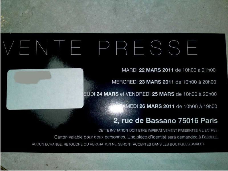 Vente privée smalto 23 mars