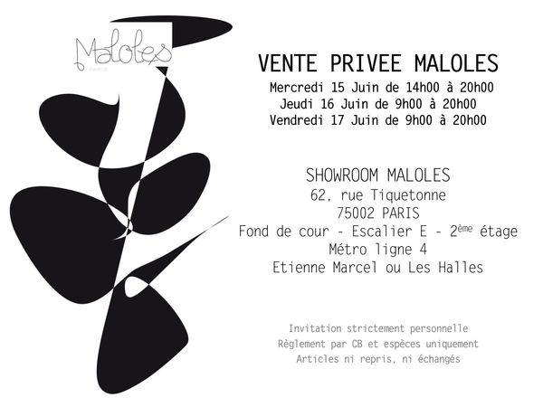 Invitation vente privée Maloles 15-17 juin 2011