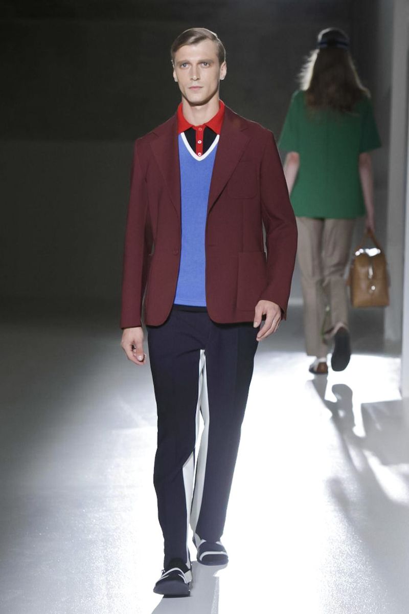 Pantalon marine bande latérale prada ss13