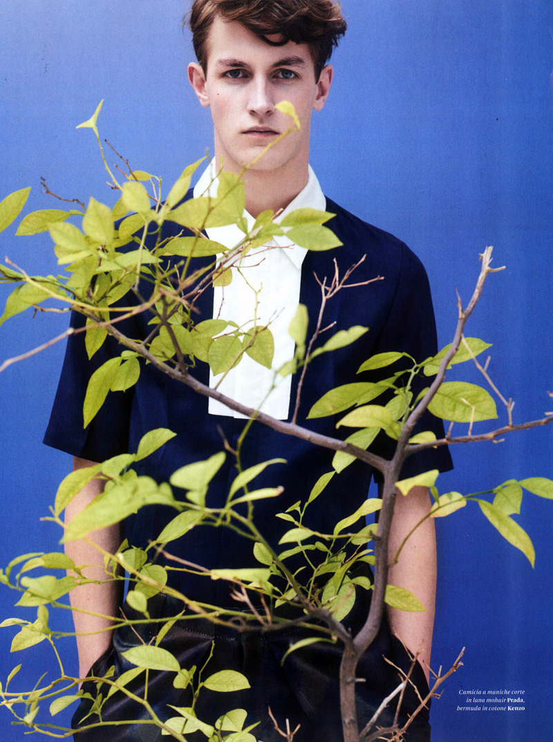 Prada men spring summer 2013 chemise bleue