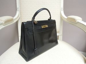 VINTAGEHERMES SAC KELLY EN CUIR NOIR