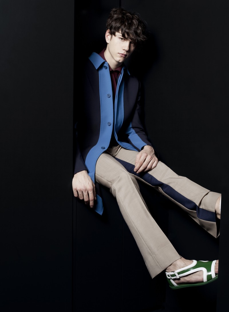 Prada men spring summer 2013 manteau bleu