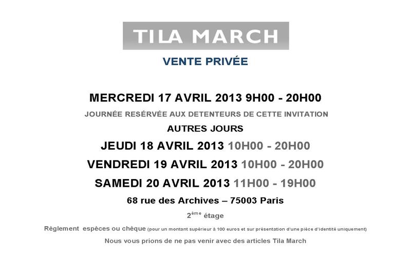 VENTE PRIVÉE TILA MARCH AVRIL 2013