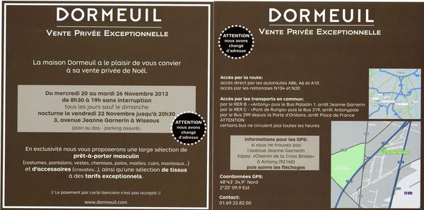 Invitation ventes privées Dormeuil scan